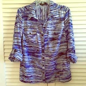 Royal Blue and Gray Watercolor Blouse